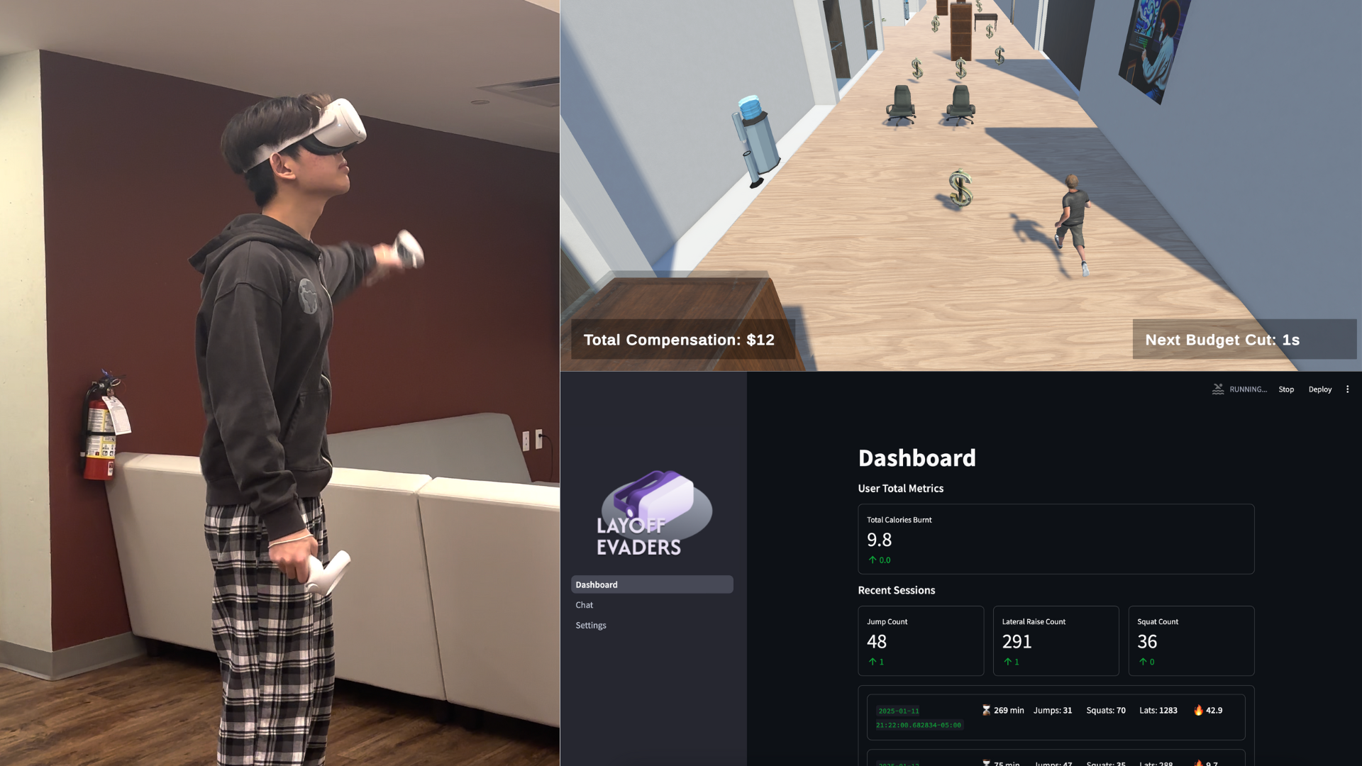 Layoff Evaders gameplay and dashboard