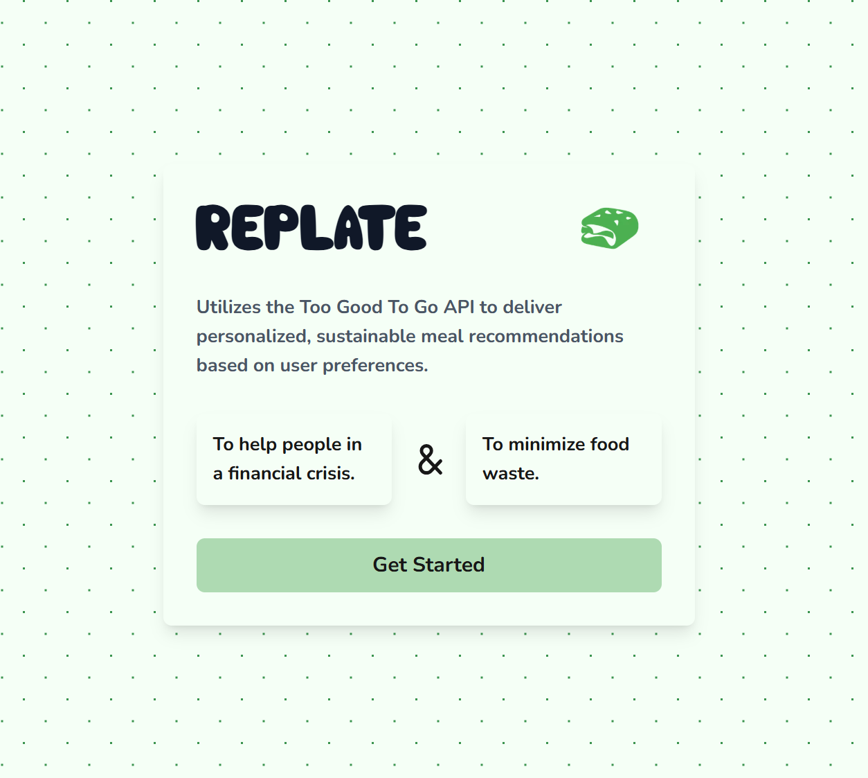 Replate landing page